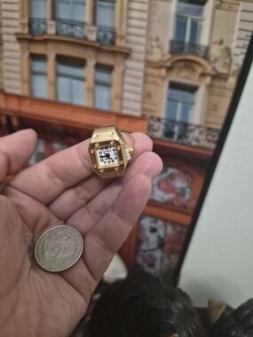 Gold-Tone Watch Ring - Classic Square Dial